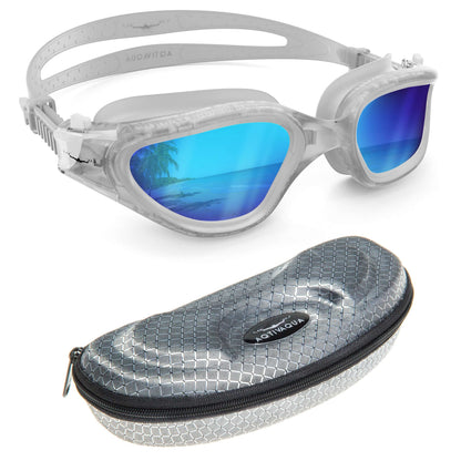 DX Wide View Swim Goggles + SHOCK Protective Case (Revo Polarized Lenses)